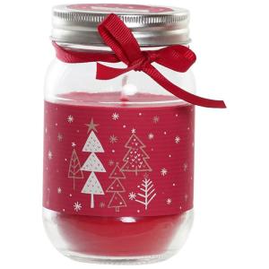 Item Christmas Candle In Glass Jar 13x7x7 Cm Assorted Roze