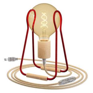 Creative Cables Taché Wood Lamp With Light Bulb Rood
