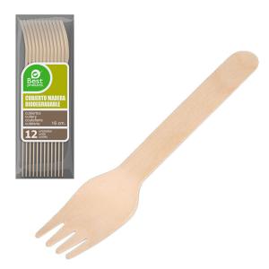 Best Products Green Wooden Fork 16 Cm 12 Units Bruin