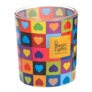 Magic Lights Hearts Candle In Glass 7.5 Cm Veelkleurig