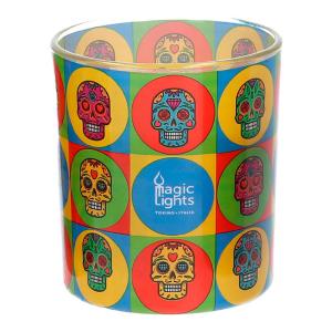 Magic Lights Skull Candle In Glass 7.5 Cm Veelkleurig