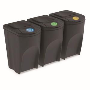 Prosperplast Sortibox Recycling Bins 105l 3 Units Grijs