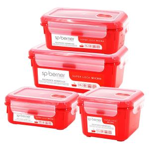 Sp Berner 680ml 1/1.1/1.9 L Airtight Container 4 Units Rood