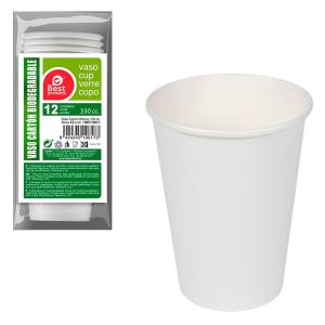 Best Products Green Cardboard Cups 330cc 12 Units Wit