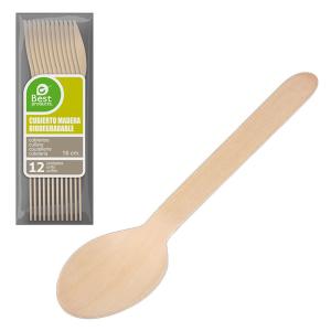 Best Products Green Wooden Spoon 16 Cm 12 Units Bruin