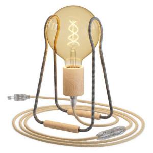 Creative Cables Taché Wood Lamp With Light Bulb Grijs