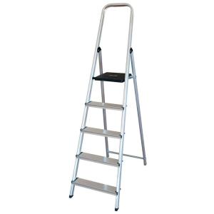 Edm Aluminium Ladder 5 Steps Zilver