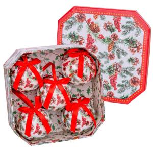 Fantastiko Box Decorated With 5 Holly Christmas Balls 70 Mm…