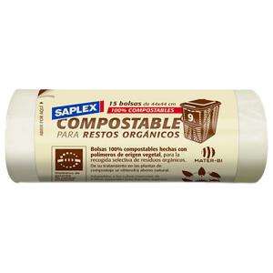 Saplex Compostable Trash Bag 9l 44x44 Cm Wit
