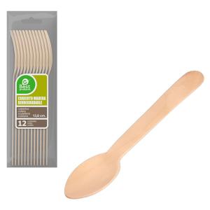 Best Products Green Wooden Dessert Spoon 13.8 Cm 12 Units B…