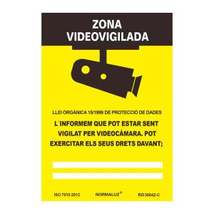Normaluz Zona Videovigilada 21x30 Cm Informative Poster Geel