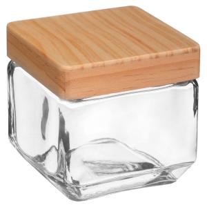 Five 850ml Glass Square Jar Transparant
