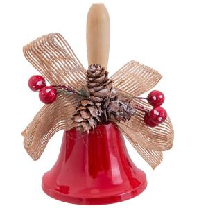 Juinsa Christmas Decorated Bell With Handle 12 Cm Roze