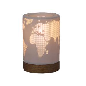 Versa Mapamundi Wood Porcelain Table Lamp Goud