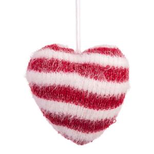 Fantastiko Red-white Striped Heart Pendant Wool 10x10 Cm Ro…
