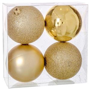 Fantastiko Set 4 Christmas Balls Glitter And Plain 80 Mm Go…