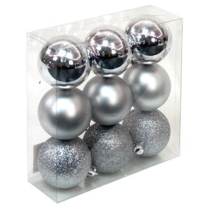 Juinsa Set Of 9 Balls 6 Mm Three Textures Zilver