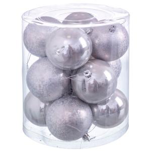 Fantastiko Pack 12 Silver Christmas Balls 2 Textures 80 Mm…